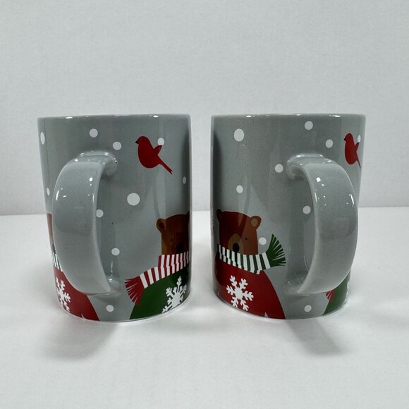 2 Crate & Barrel Christmas Mugs Coffee Cups Joan Anderson Holiday Winter Bears - Picture 4 of 6